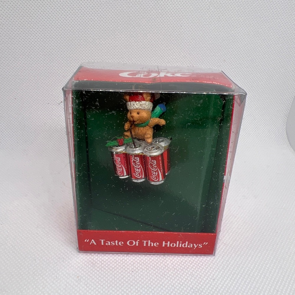 Coca-Cola Ornament Red NEW 1994 Enesco Bear Six Pack Coke Cans 551643